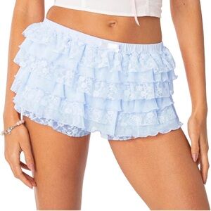 Light Blue Lace Ruffle Shorts Bloomers